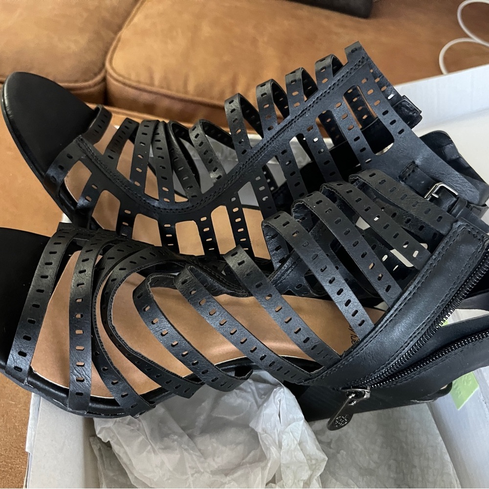 Black Heels with strap and zipper